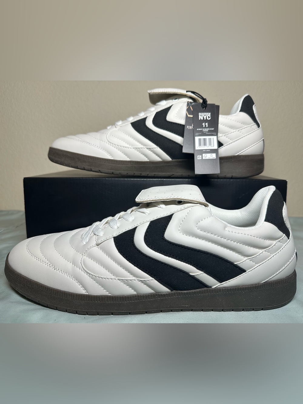 Madden NYC M-Muirr Sport Men’s Lace-Up Sneakers White/Black Round Toe Sz 11
